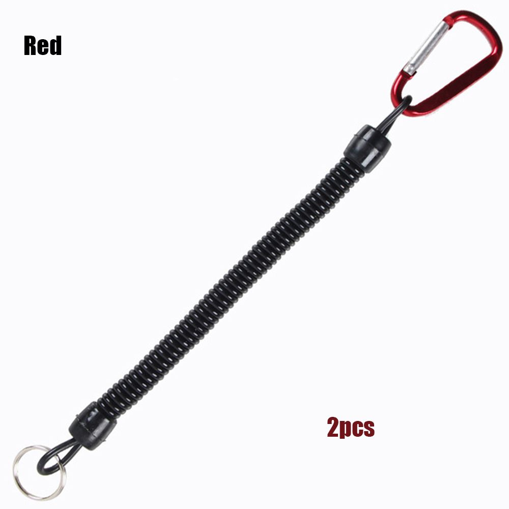 Camping Portable Fishing Lanyards Spring Elastic Rope Camping Carabiner Anti-lost Phone Keychain
