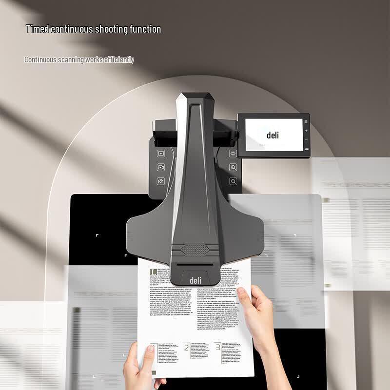 Deli 15169 26MP HD Document & Book Scanner with AI Flattening CN plug (adapter included)