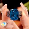 Jewelry Copper Bottom Gold-Plated Simulation Blue Spinel Black Gold Premium Ring Female 12 * 16
