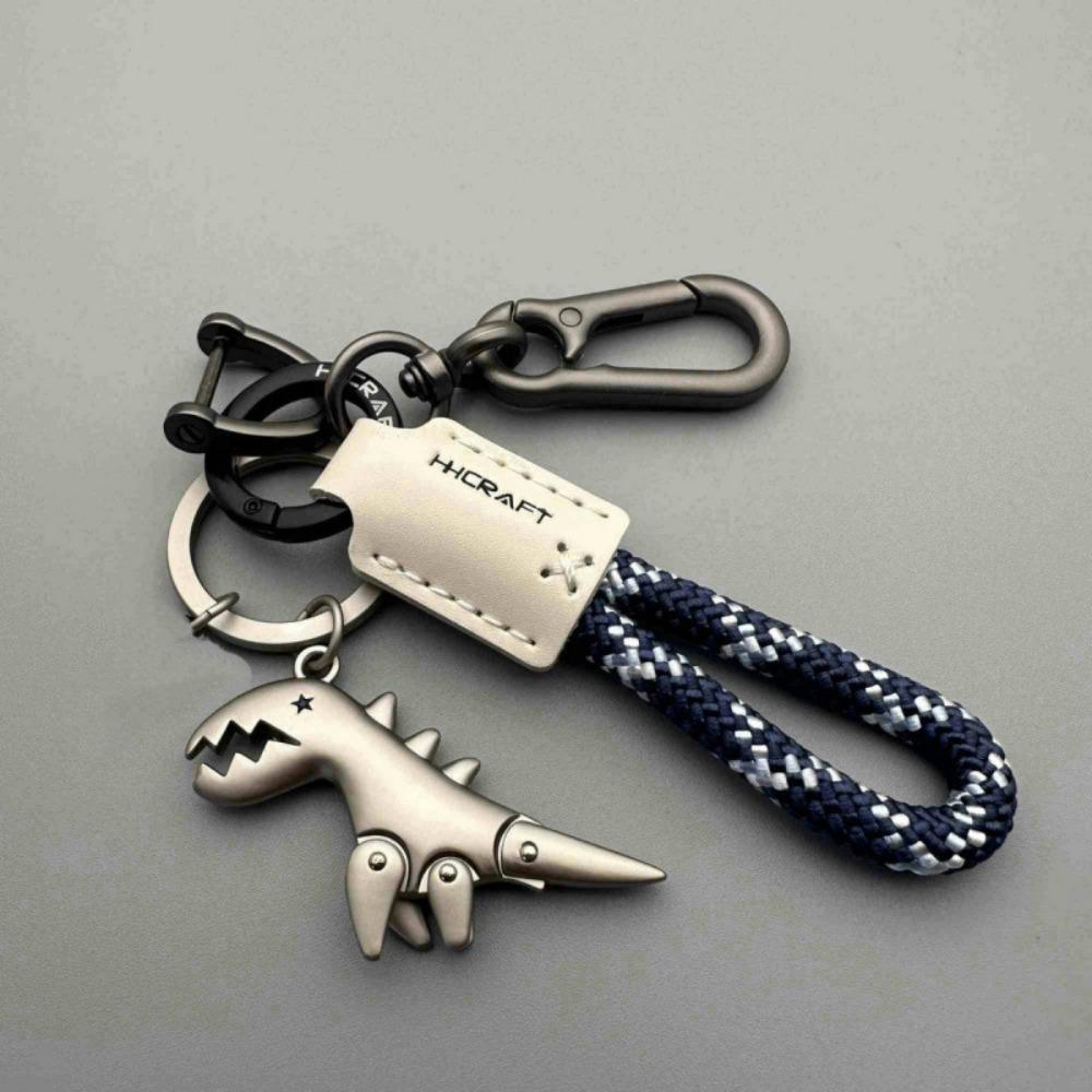 Cartoon Dinosaur Pendant Animals Bag Hanging Accessories Leather Rope Car Keychain Car Accessory