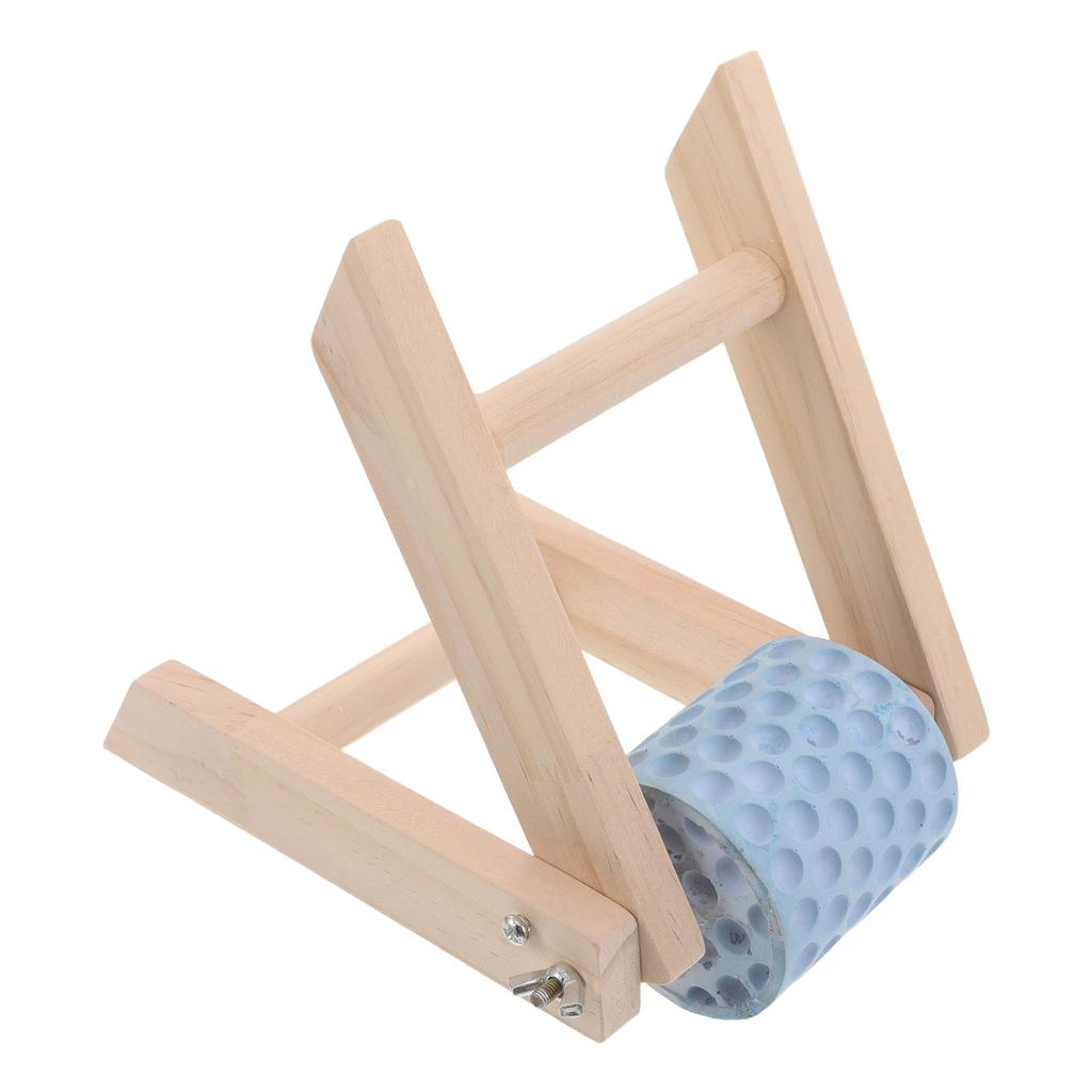 Chicken Beak Grinding Calcium Stone Wooden Stand Rotating Enrichment Device for Hens Chicks Parakeets Parrots