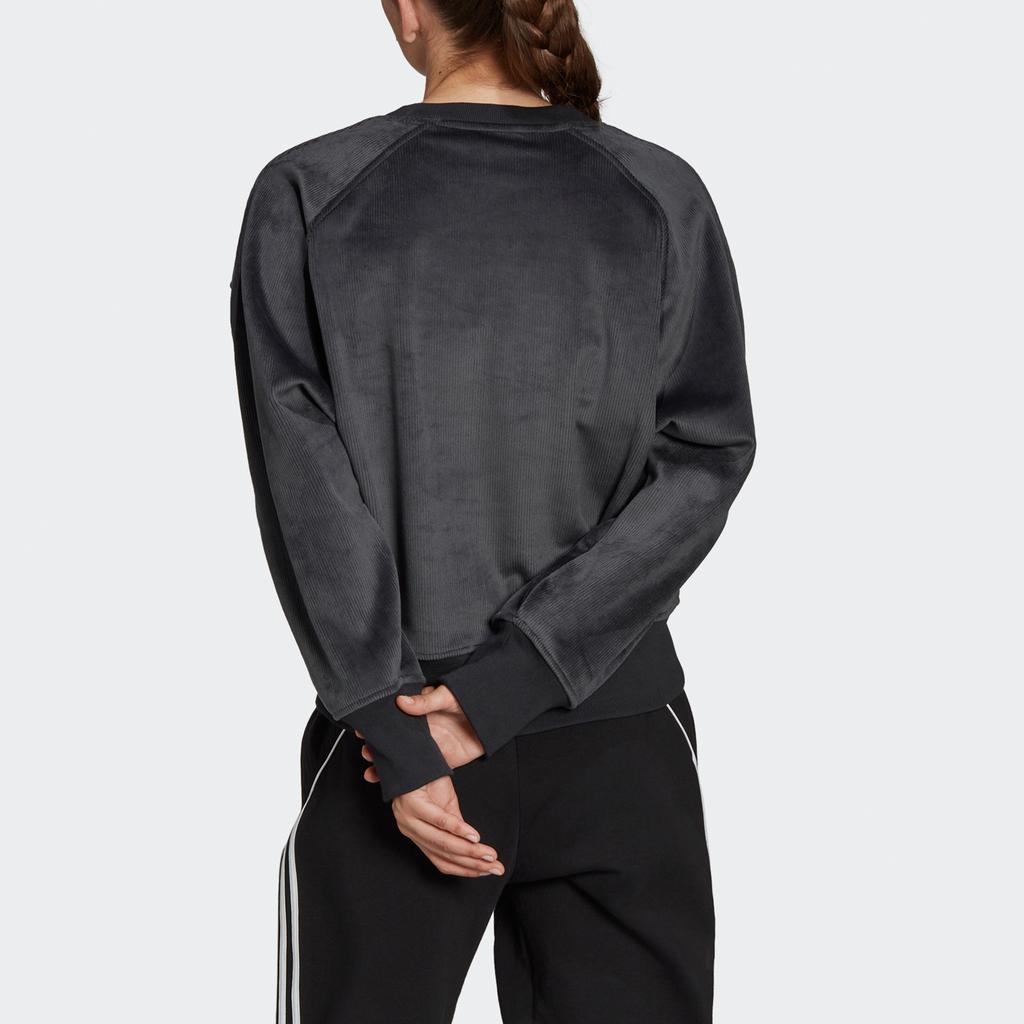 Adidas Вельветовый текстурированный спортивный пуловер, женские топы, черный H31102