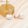 Fashion Colorful Big Simulation Pearl Stud Earrings For Women Girl Wedding Jewelry Elegant Rose Gold Color Eardrop Anti-allergy