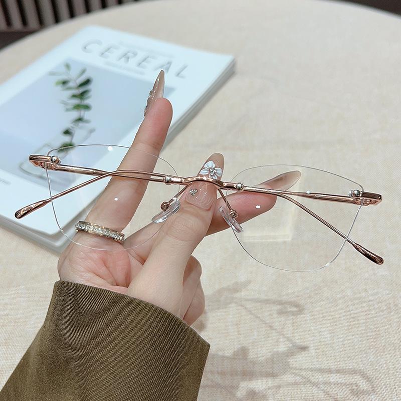 New Frameless Bevel-Cut Anti-Blue Light Myopia Glasses Ultra-Lightweight And Comfortable Multi-Functional Eyeglasses 0 To -4.0
