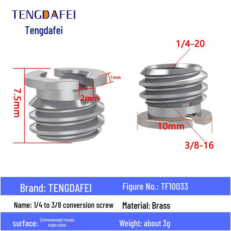 Адаптер для штатива с креплением на стойку для освещения и поворота камеры с резьбой 1/4" на 3/8" на M4/M5/M6/M8