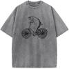Men's Funny Bicycle Trout Short-Sleeved Shirt Washed T-Shirt O-Neck Cotton Short Sleeve Bleach T Shirt