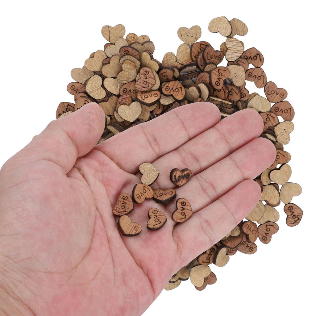 300Pcs Wooden Heart Confetti Natural Craft DIY Ornament Valentine"s Day Wedding Decoration