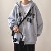 Rhinestone Cobweb Zip Up Oversized Sweatshirt 2023 Autumn Goth Hoodie Men Women Grunge Hooded Jacket Streetwear Y2k Clothing