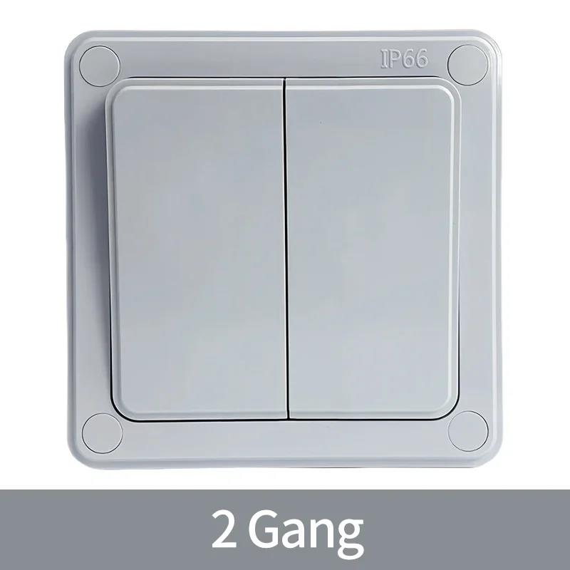 1/2/3 Gang Push Button Switch 16A Power Switch ON-OFF Weatherproof Outdoor Wall Switches Waterproof Plastic Switches for Home