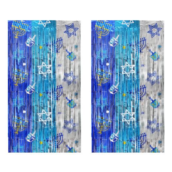 1/2/3 шт. Ханука Дождь Занавес Фон Блестящая Металлическая Текстура Трехцветный Градиент Визуальный Эффект Дождь Занавес Праздничное Украшение