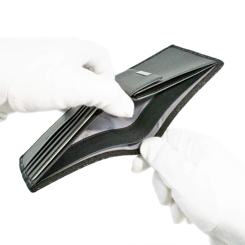 Inden Bifold Wallet Bill C Thin Deerskin Black x Black Lacquer Deer Pattern [Indenya] 2003-01-165