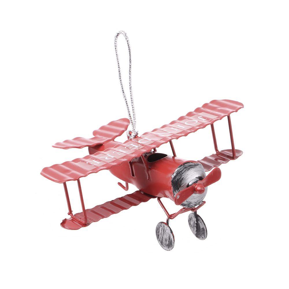 Figurines Tin Plane Wrought Iron Home Desktop Decoration Small Aircraft Model Ornaments Creative Car Interior Vintage