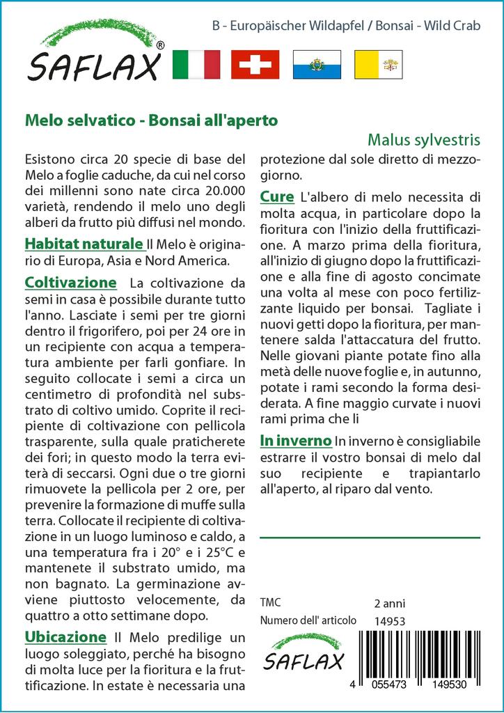 SAFLAX Garden in the Bag - Бонсай - Дикий краб - 30 семян - С субстратом в подходящем пакете - Malus sylvestris