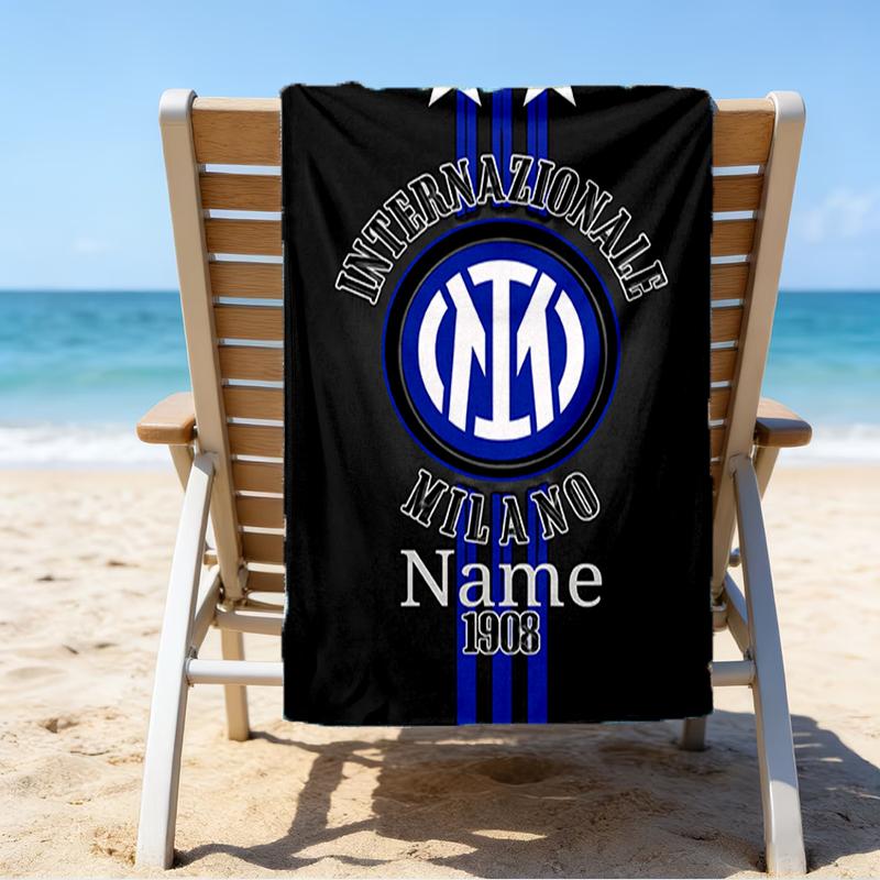 Custom Name Ultrasoft Beach Towel With Inter Milan Themeideal For Pool Camping Diving Perfect Travel Essential Vibrant Beach Towel