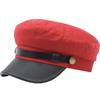 Marine Cap Leather Newsboy Cap Stylish Black Hat for Going Out Travel CZ294 [White Fang] Women's (Red)