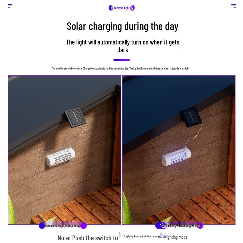 Solar Outdoor Mosquito Killer Lamp: Garden Rainproof Electric Shock Repellent