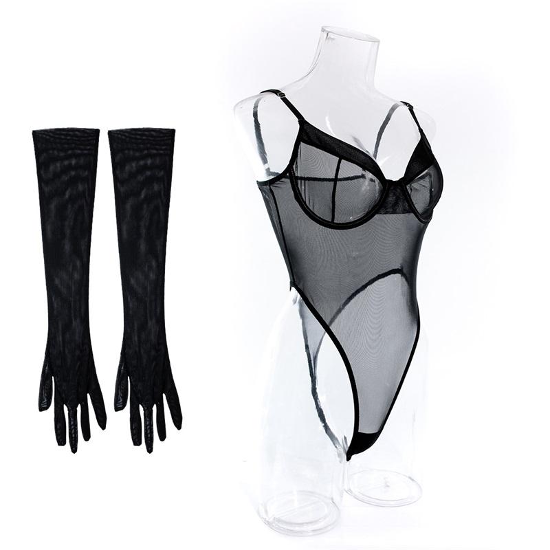 Aduloty Женское сексуальное женское белье, эротическое боди, перспективный минималистичный базовый облегающий комплект с подтягивающими перчатками для бедер, комплект нижнего белья