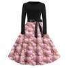 Women's Fashion Round Neck Casual Slim Valentine's Day Printed Long Sleeve Dresses