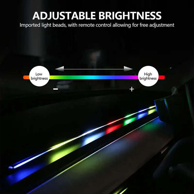 140/55,1 дюйма Универсальная автомобильная RGB-лампа атмосферы Светодиодные окружающие огни USB-приложение Пульт дистанционного управления Неоновая светодиодная лента Декор автомобиля
