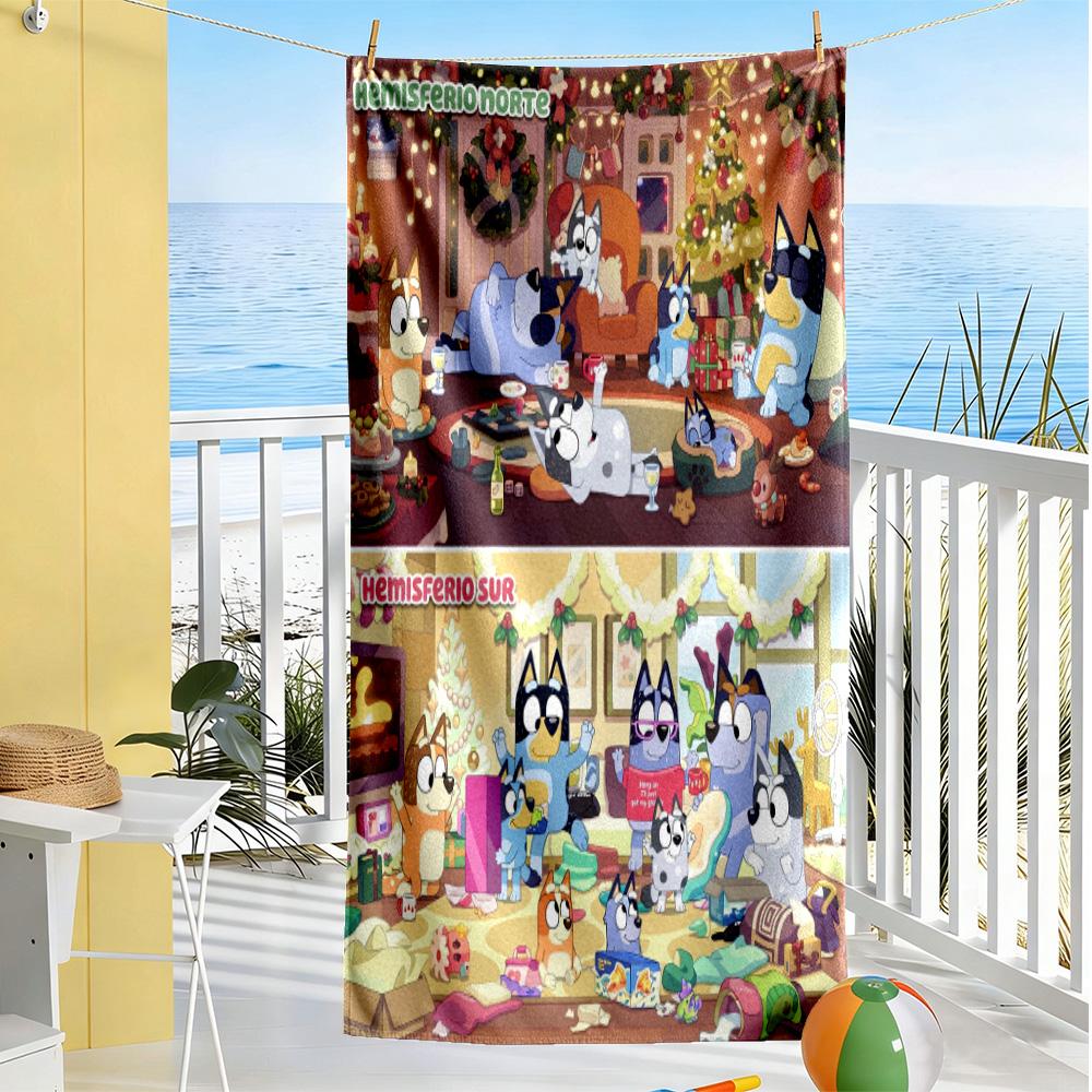 Christmas Around World Beach Towel High Absorbency & Quick-Dry Comfortable Lightweight
