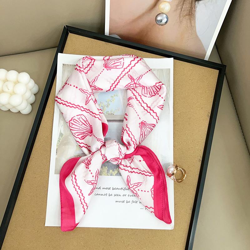 Spring fashion new silk scarf square scarf neck soft silky smooth imitation silk small scarf women's versatile decorative headscarf