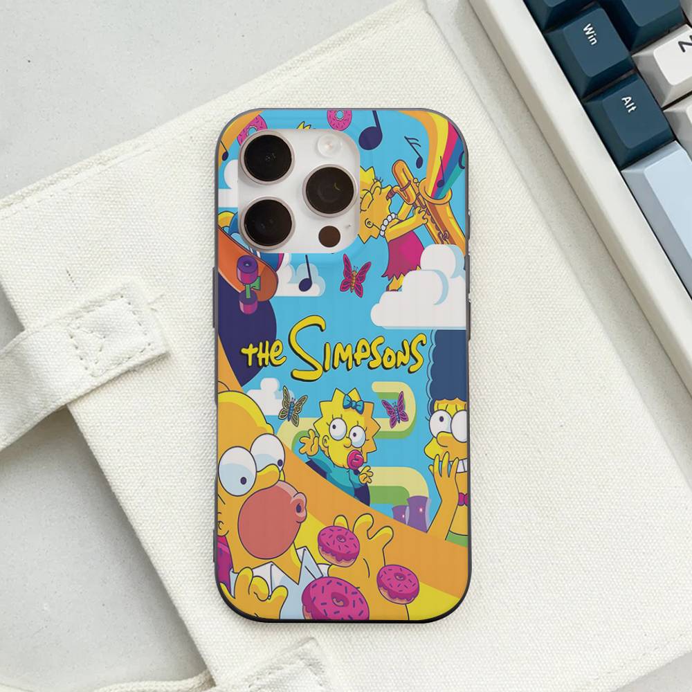 Смешной мультяшный S-Симпсоны для iPhone 16 15 14 13 12 11 17 Pro Max Plus Волновой гофрированный чехол для телефона Защитная крышка от падения