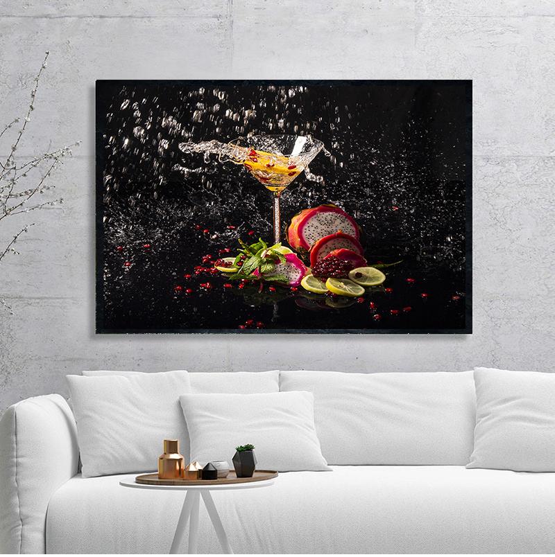 1 шт., красочные всплески в стекле, летние фрукты, настенные художественные картины для гостиной, кухни, домашнего декора, HD печать, холст, картины без рамки