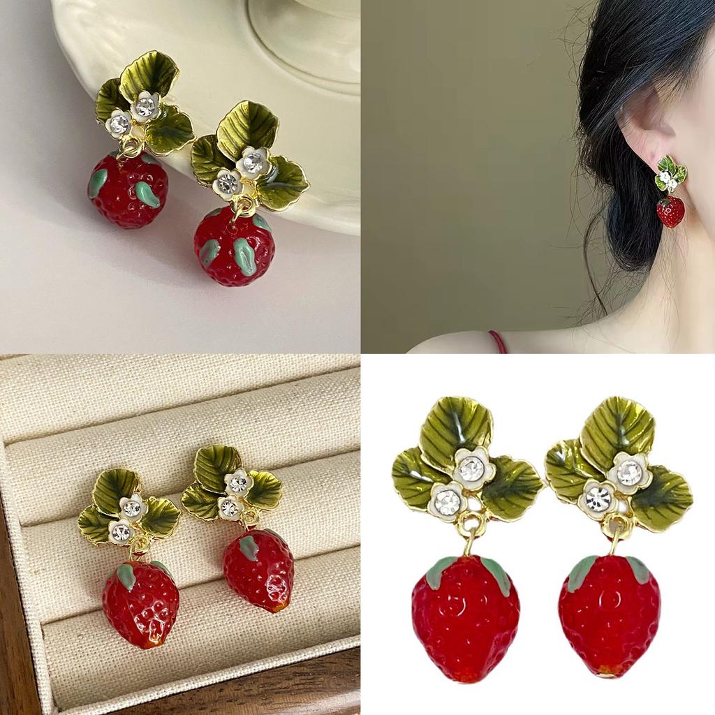Легкие серьги-клубники из смолы, 3D-подвеска в виде фруктов, модные ювелирные украшения для модниц