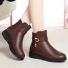 Мать хлопок 2024 новые мягкие кожаные ботинки на танкетке для женщин среднего и пожилого возраста с мягкой подошвой короткие детские бархатные зимние ботинки