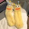 1 Pair Funny Ugly Cute Socks With Big Eyes Autumn Winter Plush Floor Socks Couple Sleep Sock Fuzzy Socks Christmas Gifts