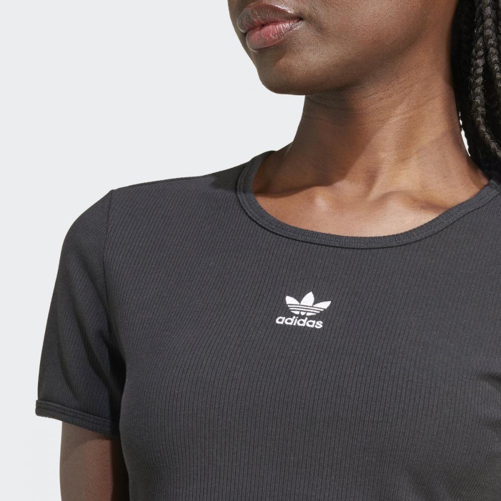 Adidas Essential Lip Tee Crop Top Black Iy9664