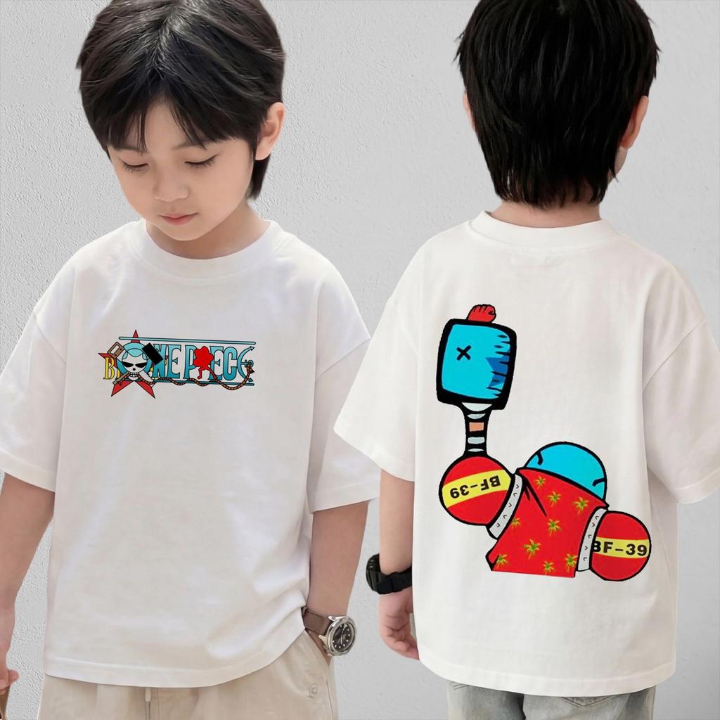 One Piece Cute Chibi Character Print Cotton T-Shirt Kids Clothes 2026 Summer Short-Sleeve Casual Tee Tops