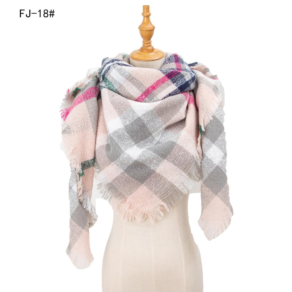 Autumn and Winter New Thickened Warm Circled Yarn Prickly Wool Plaid Square Scarf Scarf Female