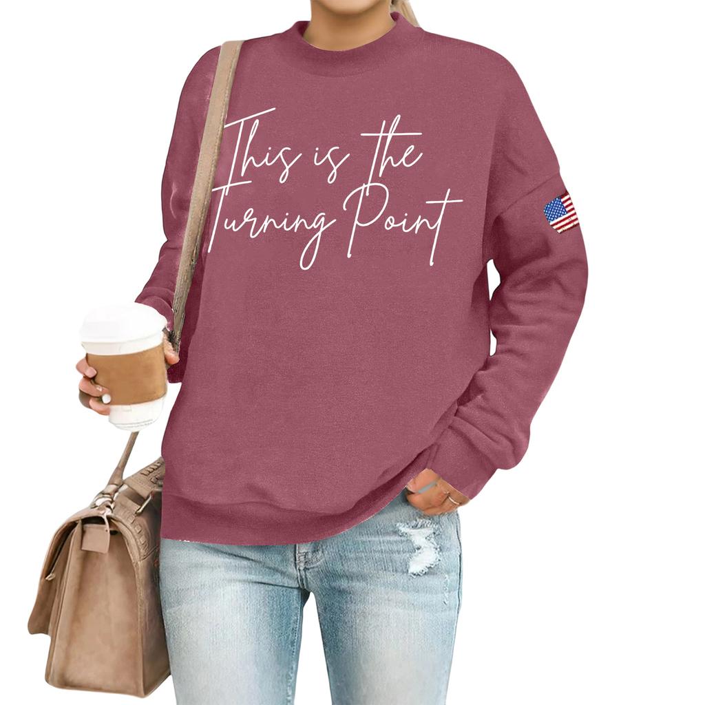 Women's Casual Fashion Round Neck Long Sleeve  Printed Sweatshirt