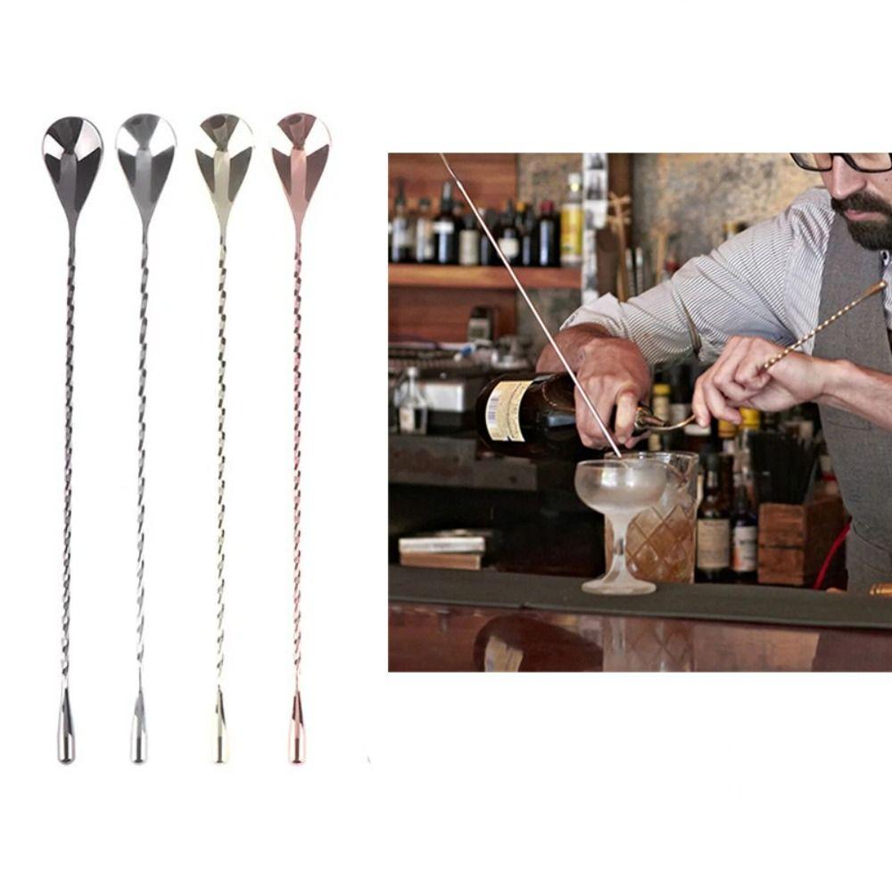 Long Handle Cocktail Spoon Stainless Steel Coffee Spoon Kitchen Accessories Mixing Spoon  Dessert