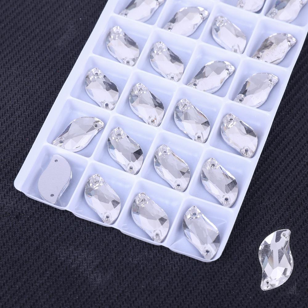 S-образное стекло, ручная пришивка, сверло, плоское дно, двойное отверстие, длинная хрустальная плоская пряжка, белое AB сверло, аксессуары для бижутерии DIY