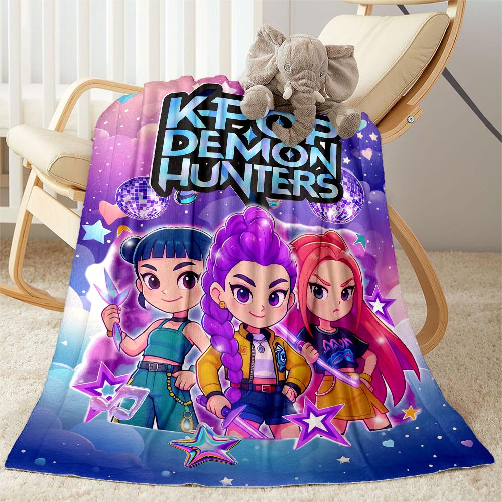 K-pop Demon Hunters Blanket Comfortable Suitable for Bedding Office Livingroom Four Seasons Universal Stylish Decor