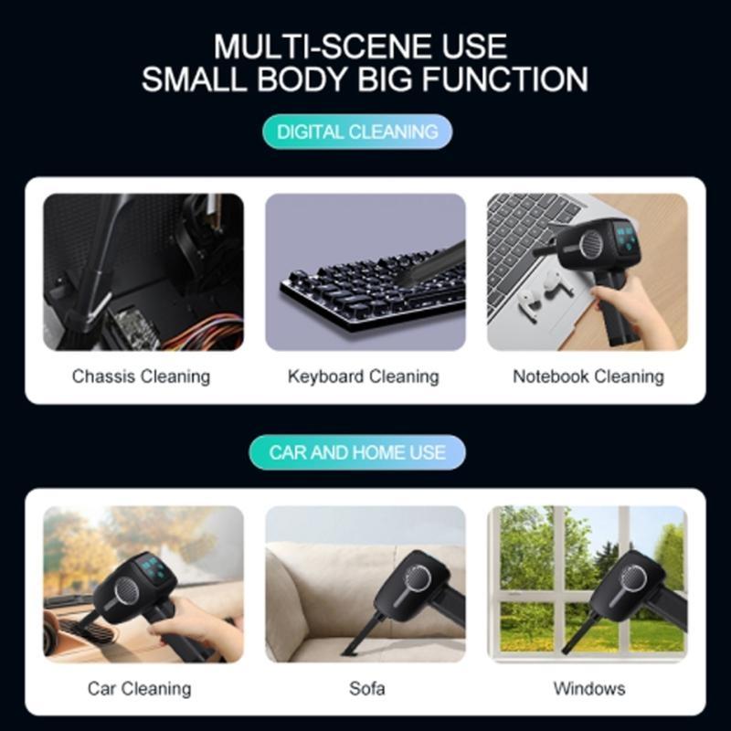 Cordless Air Dust Blower Vacuum Cleaner Electric Can Air Dust for Computers and Offices with Touches Screen Control