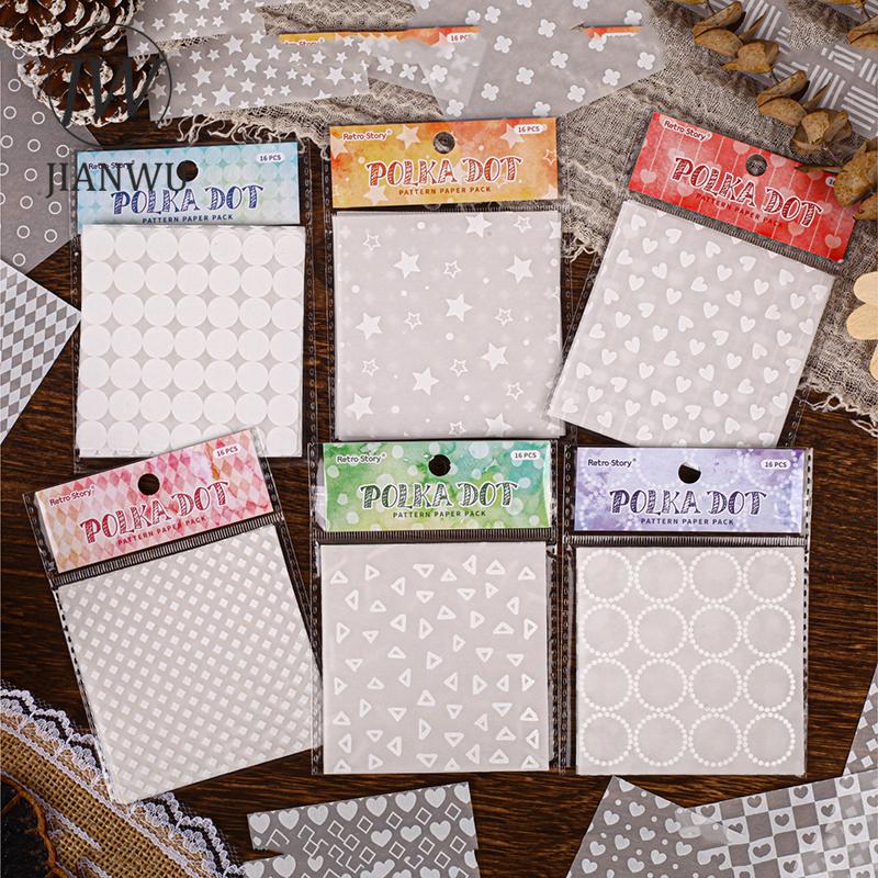 JIANWU Polka Dot Series Vintage Love Star Round Landscape Collage Scrapbooking Material Paper Creative Junk Journal Stationery