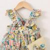 Summer Baby Girl Flutter Sleeve Dress with Bag - Princess Toddler Outfit, All-Over Print.