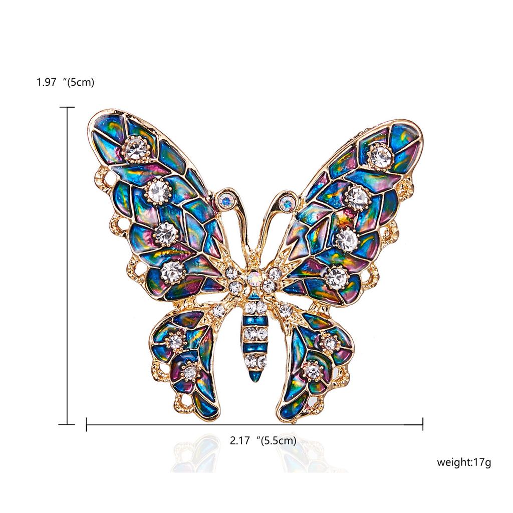 Rinhoo Shining Full Rhinestone Butterfly Brooch For Women Elegant Crystal Insect Collar Lapel Pins Animal Corsage Party Jewelry
