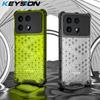 KEYSION Shockproof Armor Case for Xiaomi 14T Pro 5G Soft Silicone+PC Transparent Honeycomb Phone Back Cover for Xiaomi 14T 5G