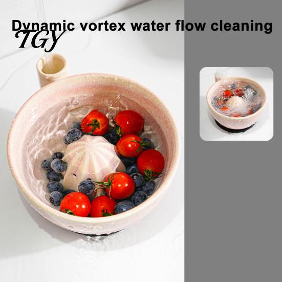 Lemon Lime Squeezer Tool Ceramic Berry Washing Bowl, Manual Citrus Juicer Reamer, Fruit Cleaning Bowl And Juice Extraction for Kitchen Breakfast Salad