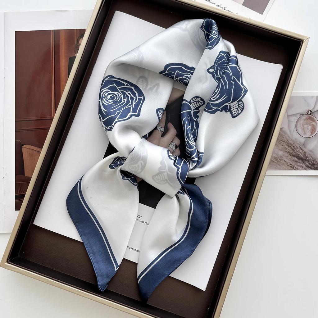 Luxury Paisley Print Shawl Square Scarf for Women Soft Satin Neckerchief Female Hair Bands Ribbon Headband Bandana