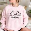 Толстовка Cat Mom Толстовки Cat Mama Подарок Cat Mom Женские толстовки с графическим рисунком Пуловеры с круглым вырезом с длинными рукавами Женский уличный топ