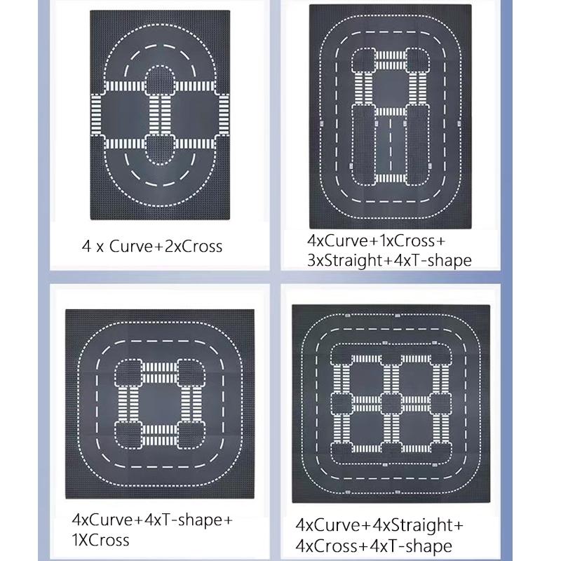 25.5x25.5cm Building Blocks Baseplate City Road Street Baseplate Straight Crossroad Curve T-Junction Children Bricks Toys