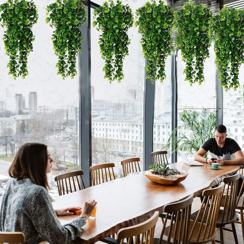 1Pcs Artificial 5Forks Rattan Eucalyptus Wall Hanging Simulation Greenery Fake Hanging Plants Vine Diy  Home Outdoor Decor Plant
