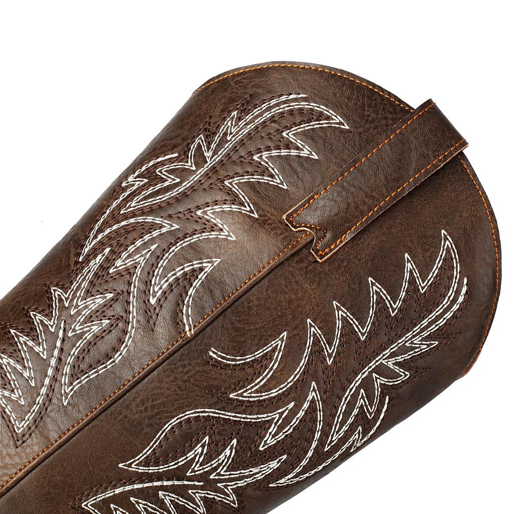 Embroider Western Boots Women's Cowboy Ankle Heels Boots Patchwork Mixed Colours Comfy Retro Shoes