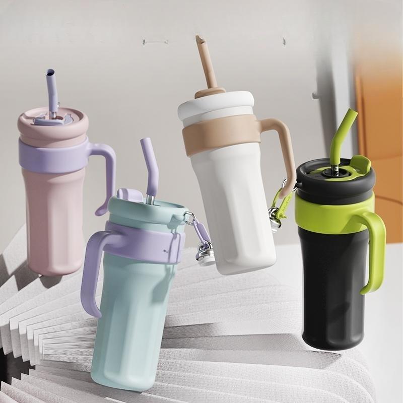 Стаканы 1,25 л с ручкой, изолированные кружки с крышками и трубочками, вакуумная изоляция для автомобиля, дорожные стаканы для кофе