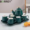 BORREY British Tea Set Ceramic Teapot Teacup With Tea Tray Porcelain Coffee Cup Mug Teatime Teapot Flower Tea Kettle Coffee Pot